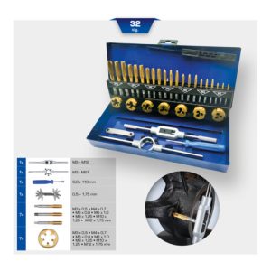 Brilliant Tools TiN Gewindeschneidwerkzeug-Satz, 32-tlg Brilliant Tools TiN Gewindeschneidwerkzeug-Satz, 32-tlg