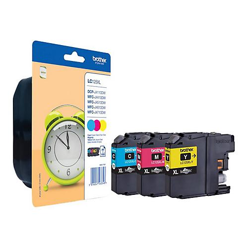 Brother LC125XL Rainbow Pack - 3er-Pack - Sehr hohe Ergiebigkeit - Gelb, Cyan, Magenta - Original - Blister mit akustischem/elektromagnetischem Alarm