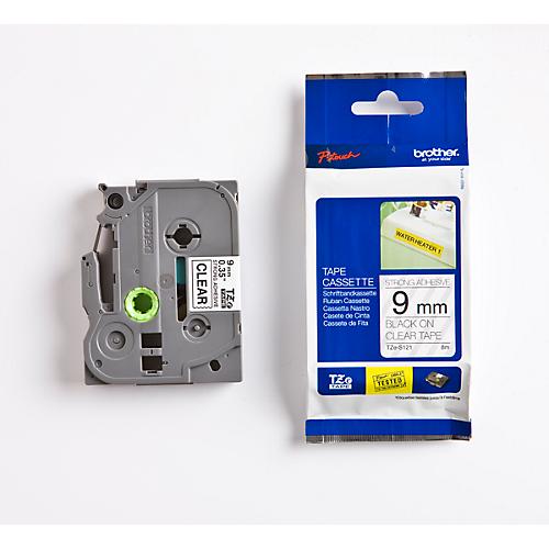 brother Schriftbandkassette TZe-S121, 9 mm breit, farblos/schwarz