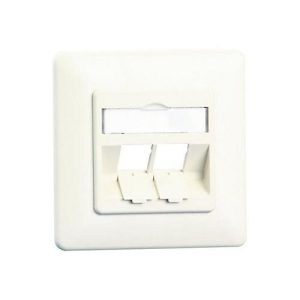 BTR E-DAT modul 8/8(8) UP empty – Anschlussdose, Unterputz – CAT 6 – Pure White, RAL 9010 – 2 Ports