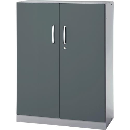 Büroschrank, 3OH, abschließbar, mit aufliegenden Türen, B 950 mm, Basaltgrau/Weißalu