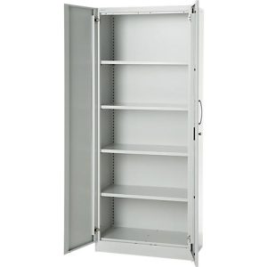 Büroschrank, 5 OH, abschließbar, mit aufliegenden Türen, B 800 mm, Lichtgrau Büroschrank, 5 OH, abschließbar, mit aufliegenden Türen, B 800 mm, Lichtgrau
