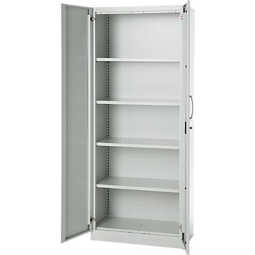 Büroschrank, 5 OH, abschließbar, mit aufliegenden Türen, B 800 mm, Lichtgrau