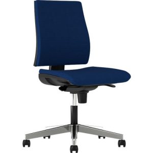 Bürostuhl INTRATA, Synchronmechanik, ohne Armlehnen, Muldensitz mit Knierolle, bis 110 kg, Aluminium, blau Bürostuhl INTRATA, Synchronmechanik, ohne Armlehnen, Muldensitz mit Knierolle, bis 110 kg, Aluminium, blau