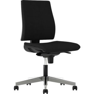 Bürostuhl INTRATA, Synchronmechanik, ohne Armlehnen, Muldensitz mit Knierolle, bis 110 kg, Aluminium, schwarz Bürostuhl INTRATA, Synchronmechanik, ohne Armlehnen, Muldensitz mit Knierolle, bis 110 kg, Aluminium, schwarz