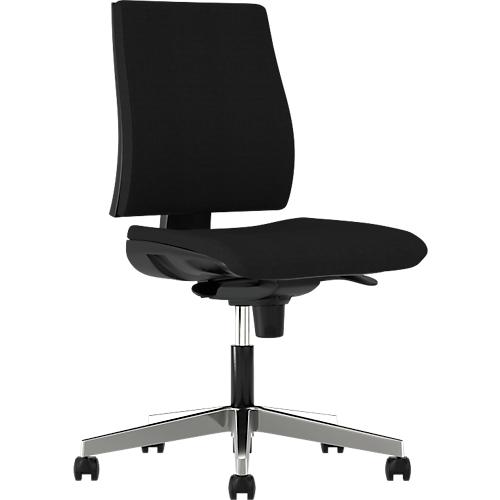 Bürostuhl INTRATA, Synchronmechanik, ohne Armlehnen, Muldensitz mit Knierolle, bis 110 kg, Aluminium, schwarz