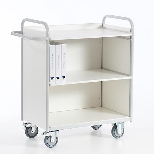 Bürowagen mit Seitenwänden und Rückwand, 800 x 490 mm, Tragkraft 150 kg