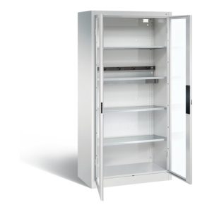 C+P Akku Ladeschrank für 5 E-Werkzeuge, Sichtfenster, H1950xB930xT500mm, Lichtgrau C+P Akku Ladeschrank für 5 E-Werkzeuge, Sichtfenster, H1950xB930xT500mm, Lichtgrau