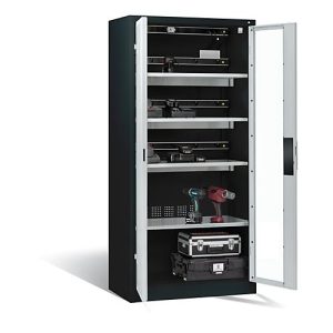 C+P Akkuladeschrank Comfort mit Sichtfenster aus Acrylglas, H 1950 x B 930 x T 500 mm, Anthrazit/Lichtgrau C+P Akkuladeschrank Comfort mit Sichtfenster aus Acrylglas, H 1950 x B 930 x T 500 mm, Anthrazit/Lichtgrau