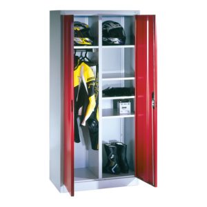 C+P Akten-Garderobenschrank Acurado mit Drehtüren, H1950xB930xT500mm Front Rubinrot Korpus Lichtgrau C+P Akten-Garderobenschrank Acurado mit Drehtüren, H1950xB930xT500mm Front Rubinrot Korpus Lichtgrau