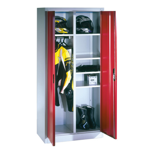 C+P Akten-Garderobenschrank Acurado mit Drehtüren, H1950xB930xT500mm Front Rubinrot Korpus Lichtgrau