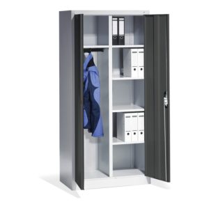 C+P Akten-Garderobenschrank Acurado mit Drehtüren, H1950xB930xT500mm Front Schwarzgrau Korpus Lichtgrau C+P Akten-Garderobenschrank Acurado mit Drehtüren, H1950xB930xT500mm Front Schwarzgrau Korpus Lichtgrau
