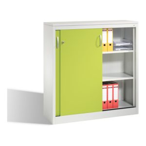 C+P Akten-Sideboard Acurado mit Schiebetüren, 3 Ordnerhöhen, H1200xB1200xT400mm Front Viridingrün Korpus Lichtgrau C+P Akten-Sideboard Acurado mit Schiebetüren, 3 Ordnerhöhen, H1200xB1200xT400mm Front Viridingrün Korpus Lichtgrau