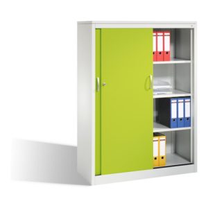 C+P Akten-Sideboard Acurado mit Schiebetüren, 4 Ordnerhöhen, H1600xB1200xT500mm Front Viridingrün Korpus Lichtgrau C+P Akten-Sideboard Acurado mit Schiebetüren, 4 Ordnerhöhen, H1600xB1200xT500mm Front Viridingrün Korpus Lichtgrau