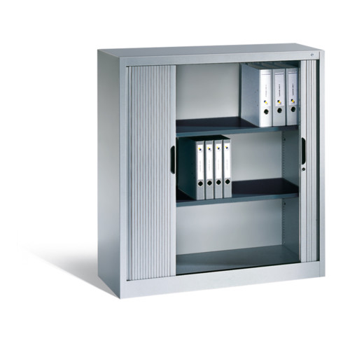 C+P Akten-Sideboard Omnispace mit Rollladen, 3 Ordnerhöhen, H1230xB1200xT420mm Front Lichtgrau Korpus Lichtgrau
