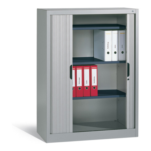 C+P Akten-Sideboard Omnispace mit Rollladen, 3 Ordnerhöhen, H1345xB1000xT420mm Front Lichtgrau Korpus Lichtgrau