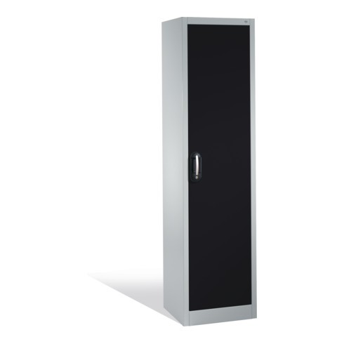 C+P Aktenschrank Acurado mit Drehtür, 5 Ordnerhöhen, H1950xB500xT400mm Front Schwarzgrau Korpus Lichtgrau