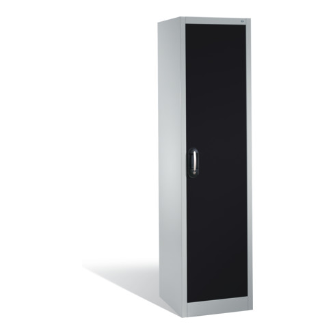 C+P Aktenschrank Acurado mit Drehtür, 5 Ordnerhöhen, H1950xB500xT500mm Front Schwarzgrau Korpus Lichtgrau