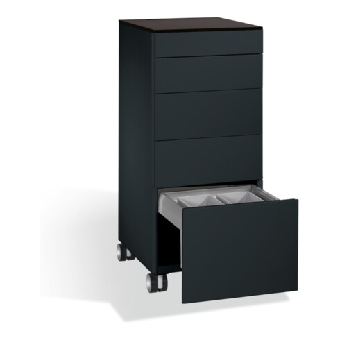 C+P Catering-Caddy Asisto mit Abfallsammler, H1150xB500xT600mm Schwarzgrau