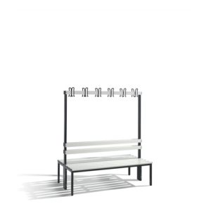 C+P Doppelseitige Garderobenbank Basic, H1650xB1500xT756mm Farbe Sitzleisten Lichtgrau Farbe Gestell Schwarzgrau C+P Doppelseitige Garderobenbank Basic, H1650xB1500xT756mm Farbe Sitzleisten Lichtgrau Farbe Gestell Schwarzgrau