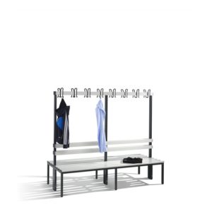 C+P Doppelseitige Garderobenbank Basic, H1650xB1960xT756mm Farbe Sitzleisten Lichtgrau Farbe Gestell Schwarzgrau C+P Doppelseitige Garderobenbank Basic, H1650xB1960xT756mm Farbe Sitzleisten Lichtgrau Farbe Gestell Schwarzgrau
