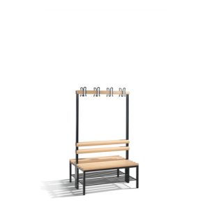 C+P Doppelseitige Garderobenbank Basic mit Schuhrost, H1650xB1000xT756mm, Schwarzgrau/Buche C+P Doppelseitige Garderobenbank Basic mit Schuhrost, H1650xB1000xT756mm, Schwarzgrau/Buche