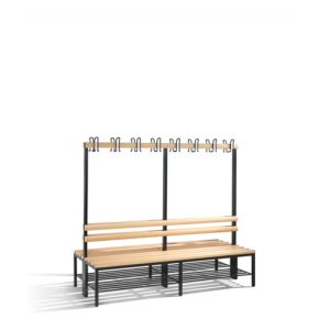 C+P Doppelseitige Garderobenbank Basic mit Schuhrost, H1650xB1960xT756mm, Schwarzgrau/Buche C+P Doppelseitige Garderobenbank Basic mit Schuhrost, H1650xB1960xT756mm, Schwarzgrau/Buche