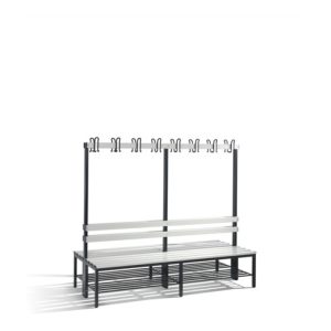 C+P Doppelseitige Garderobenbank Basic mit Schuhrost, H1650xB1960xT756mm, Schwarzgrau/Lichtgrau C+P Doppelseitige Garderobenbank Basic mit Schuhrost, H1650xB1960xT756mm, Schwarzgrau/Lichtgrau