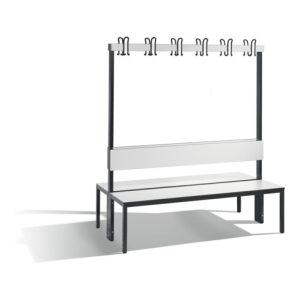 C+P Doppelseitige Garderobenbank mit Rückenlehne, Basic Plus, H1650xB1500xT760mm, Gestell Schwarzgrau / Dekor Weiß (8061-200) C+P Doppelseitige Garderobenbank mit Rückenlehne, Basic Plus, H1650xB1500xT760mm, Gestell Schwarzgrau / Dekor Weiß (8061-200)