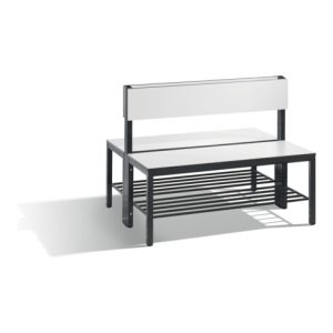 C+P Doppelseitige Sitzbank mit Rückenlehne, Basic Plus, H796xB1000xT760mm, Gestell Schwarzgrau / Dekor Weiß (8060-410) C+P Doppelseitige Sitzbank mit Rückenlehne, Basic Plus, H796xB1000xT760mm, Gestell Schwarzgrau / Dekor Weiß (8060-410)