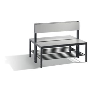 C+P Doppelseitige Sitzbank mit Rückenlehne, Basic Plus, H796xB1000xT760mm, Gestell Schwarzgrau / Dekor Silbergrau (8060-410) C+P Doppelseitige Sitzbank mit Rückenlehne, Basic Plus, H796xB1000xT760mm, Gestell Schwarzgrau / Dekor Silbergrau (8060-410)