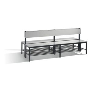 C+P Doppelseitige Sitzbank mit Rückenlehne, Basic Plus, H796xB1960xT760mm, Gestell Schwarzgrau / Dekor Silbergrau (8062-410) C+P Doppelseitige Sitzbank mit Rückenlehne, Basic Plus, H796xB1960xT760mm, Gestell Schwarzgrau / Dekor Silbergrau (8062-410)