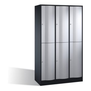 C+P Doppelstockspind Resisto, 6 Fächer, H1950xB1150xT540mm Front Weißaluminium Korpus Schwarzgrau C+P Doppelstockspind Resisto, 6 Fächer, H1950xB1150xT540mm Front Weißaluminium Korpus Schwarzgrau