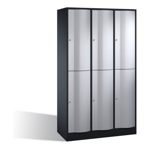 C+P Doppelstockspind Resisto, 6 Fächer, H1950xB1150xT540mm Front Weißaluminium Korpus Schwarzgrau