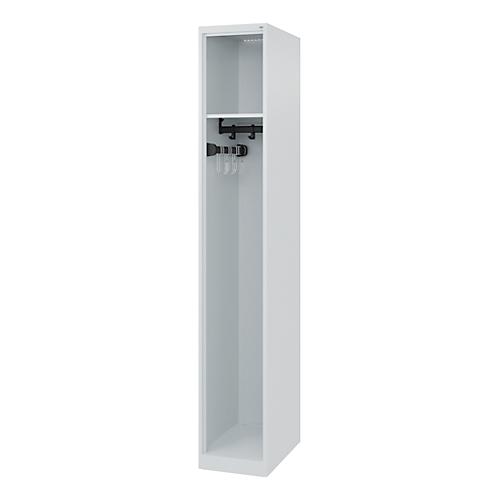 C+P Feuerwehrspind Evolo, Modell EXPERT, 1 Abteil, B 300 x T 500 x H 1850 mm, Bodengleiter, lichtgrau RAL 7035