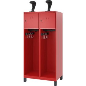 C+P Feuerwehrspind Evolo, Modell YOUNGSTER, 2 Abteile, H 1630 x B 800 x T 500 mm, Füße, feuerrot RAL 3000 C+P Feuerwehrspind Evolo, Modell YOUNGSTER, 2 Abteile, H 1630 x B 800 x T 500 mm, Füße, feuerrot RAL 3000