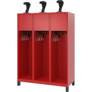 C+P Feuerwehrspind Evolo, Modell YOUNGSTER, 3 Abteile, H 1630 x B 1200 x T 500 mm, Füße, feuerrot RAL 3000