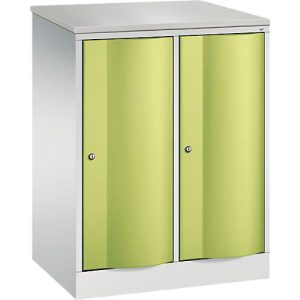 C+P Garderobenschrank Resisto, 2 Abteile, 2 Fächer, B 772 x T 540 x H 1077 mm, Lichtgrau/Clowngrün C+P Garderobenschrank Resisto, 2 Abteile, 2 Fächer, B 772 x T 540 x H 1077 mm, Lichtgrau/Clowngrün