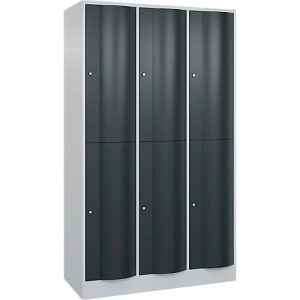 C+P Garderobenspind Resisto, 3 Abteile, 6 Fächer, B 1148 x T 540 x H 1950 mm, Lichtgrau/Anthrazitgrau C+P Garderobenspind Resisto, 3 Abteile, 6 Fächer, B 1148 x T 540 x H 1950 mm, Lichtgrau/Anthrazitgrau