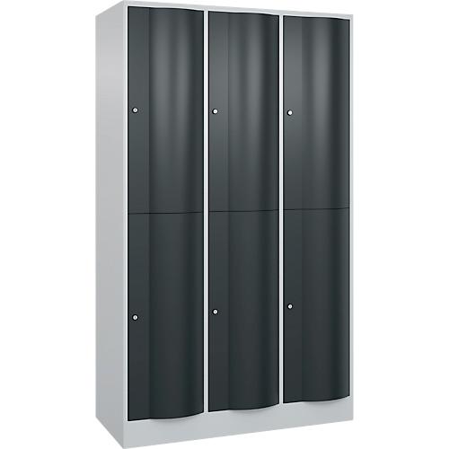 C+P Garderobenspind Resisto, 3 Abteile, 6 Fächer, B 1148 x T 540 x H 1950 mm, Lichtgrau/Anthrazitgrau