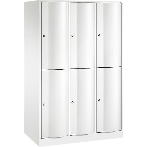 C+P Garderobenspind Resisto, 3 Abteile, 6 Fächer, B 1148 x T 640 x H 1950 mm, Verkehrsweiß
