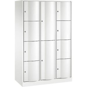 C+P Kombi-Schließfachschrank Resisto, 3 Abteile, 10 Fächer, B 1148 x T 540 x H 1950 mm, Verkehrsweiß