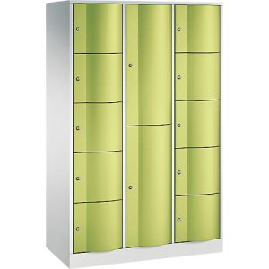 C+P Kombi-Schließfachschrank Resisto, 3 Abteile, 12 Fächer, B 1148 x T 540 x H 1950 mm, Lichtgrau