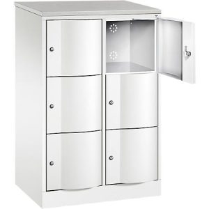 C+P Schließfachschrank Resisto, 2 Abteile, 6 Fächer, B 772 x T 540 x H 1255 mm, Lichtgrau