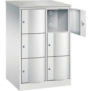 C+P Schließfachschrank Resisto, 2 Abteile, 6 Fächer, B 772 x T 640 x H 1255 mm, Lichtgrau