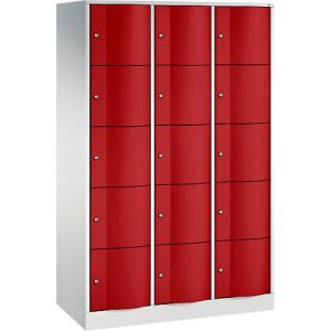 C+P Schließfachschrank Resisto, 3 Abteile, 15 Fächer, B 1148 x T 540 x H 1950 mm, Lichtgrau