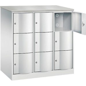 C+P Schließfachschrank Resisto, 3 Abteile, 9 Fächer, B 1148 x T 640 x H 1255 mm, Lichtgrau C+P Schließfachschrank Resisto, 3 Abteile, 9 Fächer, B 1148 x T 640 x H 1255 mm, Lichtgrau