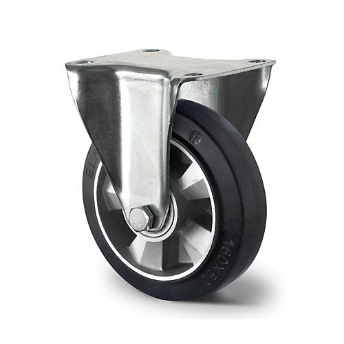 CASCOO Bockrolle BAF4, mit Rad-ø 125 mm x B 50 mm, Aluminium-Felge, Elastik-Lauffläche, schwarz, Doppelkugellager, bis 300 kg