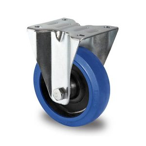 CASCOO Bockrolle R4F1, mit Rad-ø 100 mm x B 35 mm, Polyamid-Felge, Elastik-Lauffläche, blau, Rollenlager, bis 150 kg CASCOO Bockrolle R4F1, mit Rad-ø 100 mm x B 35 mm, Polyamid-Felge, Elastik-Lauffläche, blau, Rollenlager, bis 150 kg
