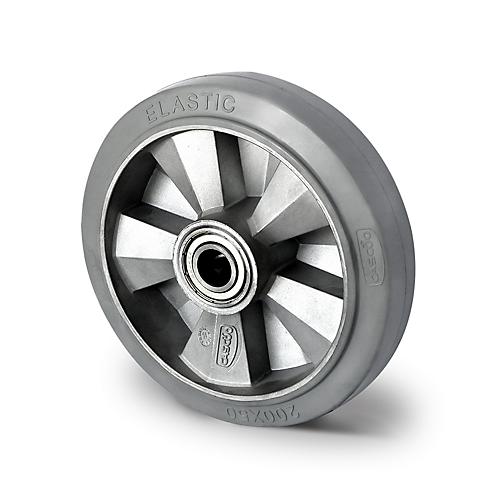 CASCOO Einbaurad BAF2, mit Rad-ø 160 mm x B 50 mm, Aluminium-Felge, Elastik-Lauffläche, grau, Doppelkugellager, bis 400 kg